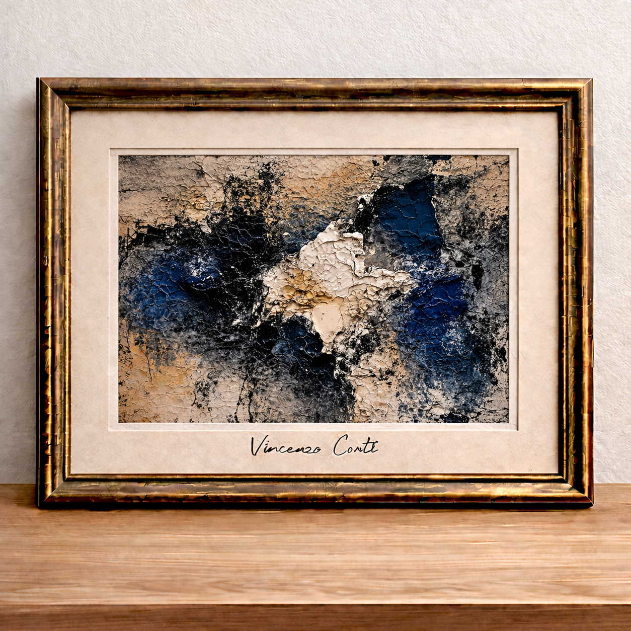 Abstract art in an ornate frame