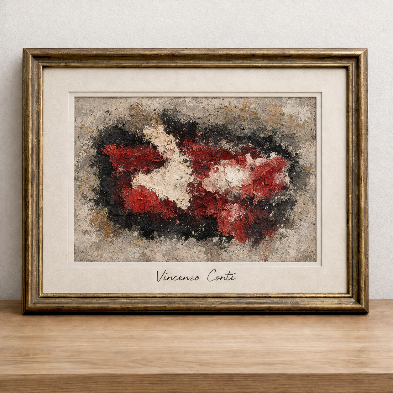 Abstract art on antique framed display
