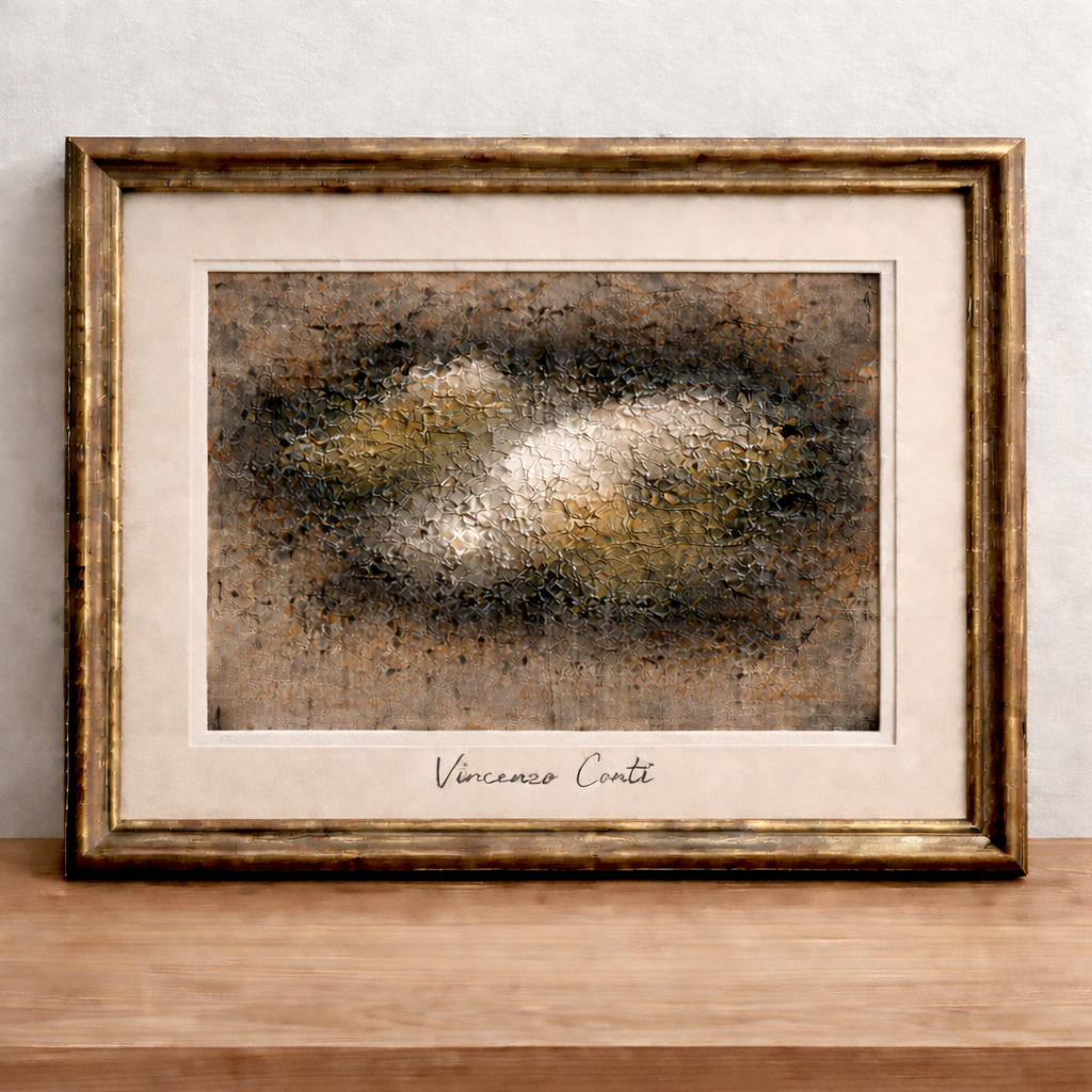 Abstract artwork in antique gold frame