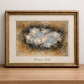 Abstract composition in textured gold frame