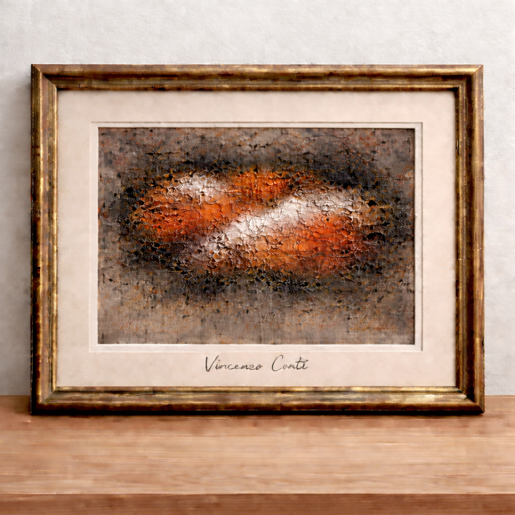 Abstract painting in ornate frame