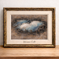 Abstract painting with blue and white